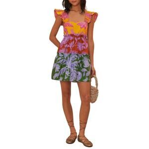 Farm Rio Tropical Swing Mix Mini Dress in Multi XS